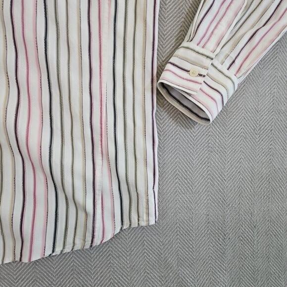 Calvin Klein Shirt Men's XXL Striped Textured Long Sleeve Y2K Boho Modern Fit - Picture 6 of 14